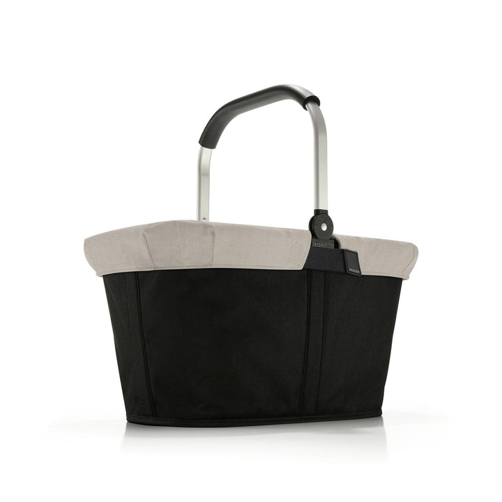 Reisenthel Set carrybag black mit Cover herringbone sand Stabiler Einkaufskorb mit praktischer Innen
