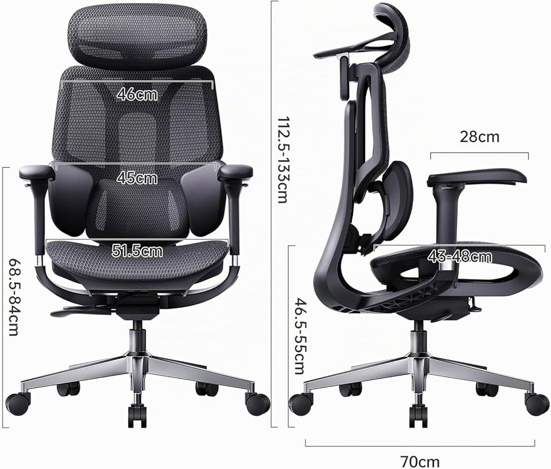 Hbada E3 Air 2026 Edition Ergonomischer Bürostuhl, 3-Zonen-Lordosenstütze, Comfy Home Office Chair m