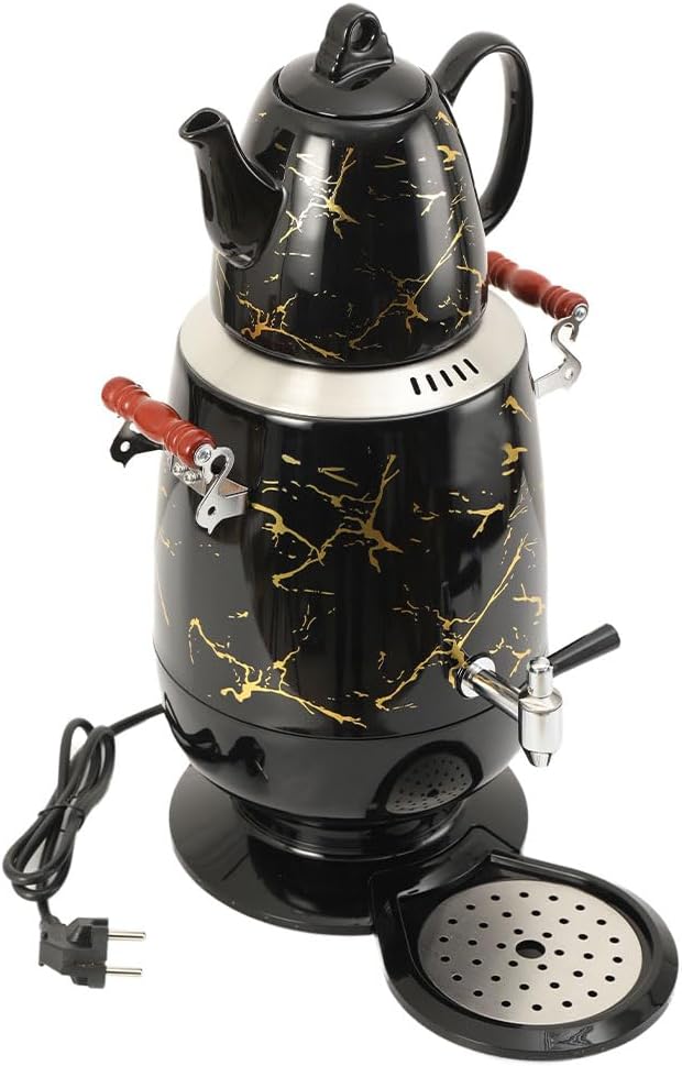 Elektrischer Samowar 4L Semaver Edelstahl – Teekocher mit 1L Keramikkanne