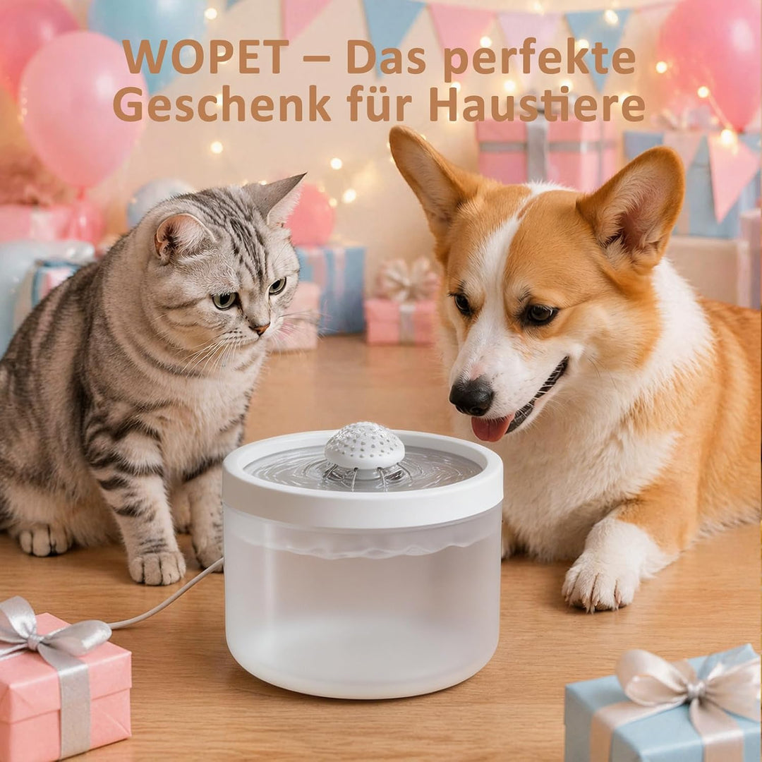 Kompakter Leiser Katzenbrunnen 1,8L Mehrschichtfilter Zirkulation weiss, weiss