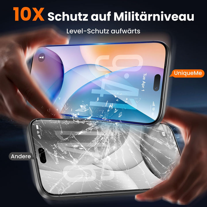 UniqueMe für 18 Pro für Panzerglas, 9H-Härte - 2 Stück Schutzfolie Transparent für iPhone I8 Pro, Tr