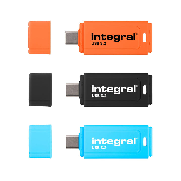 Integral 64GB Neon Pink USB 2.0 Flash-Laufwerk USB - C 3.0 32GB Black/Orange/Blue, USB - C 3.0 32GB