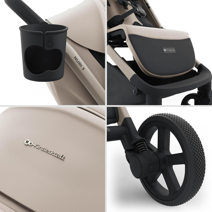 Kinderkraft NUBI 3 Buggy bis 22 kg, automatisch zusammenklappbar, grosse EVA-Räder, Mesh-Sitz, 5-Pun