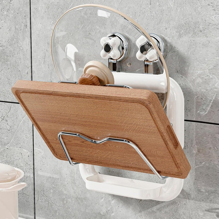 Suction Cup Pot Lid Rack Anti-Slip 2-Tier Organizer Pan Lid Organizer Rack Reusable Pot Lid Holder C