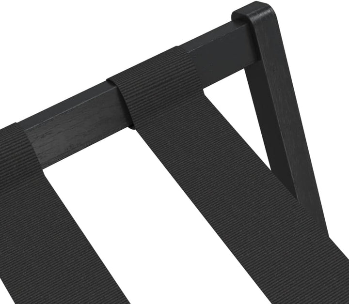 Gepäckablage Schwarz aus Bambus 68 x 38 x 58 cm, klappbarer Kofferständer mit zwei Ablagen für Hotel