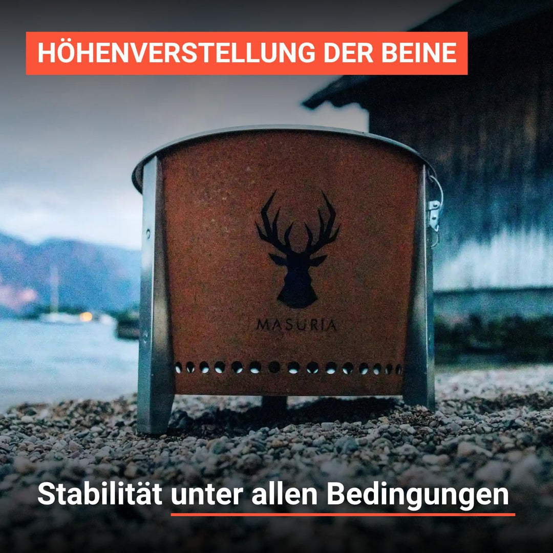 Masuria Rauchfreie Feuerschale 39cm⌀ Alpha 400 - Tragbare Feuerstelle für Camping, Terrasse &amp; Garten