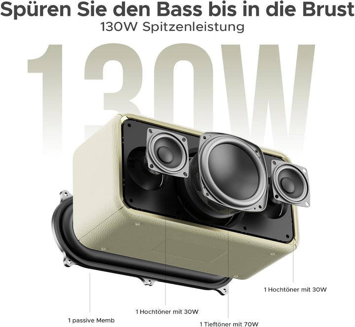 Field Rush Tragbarer Lautsprecher, Kabellos Koppelbar Lautsprecher über 28 Stunden Spielzeit, IP67 S