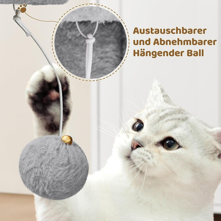 Yaheetech Kratzbaum Katzenbaum Stabiler Kletterbaum, mit Sisalstämmen Plüsch Höhle, Höhe 60 cm, Hell