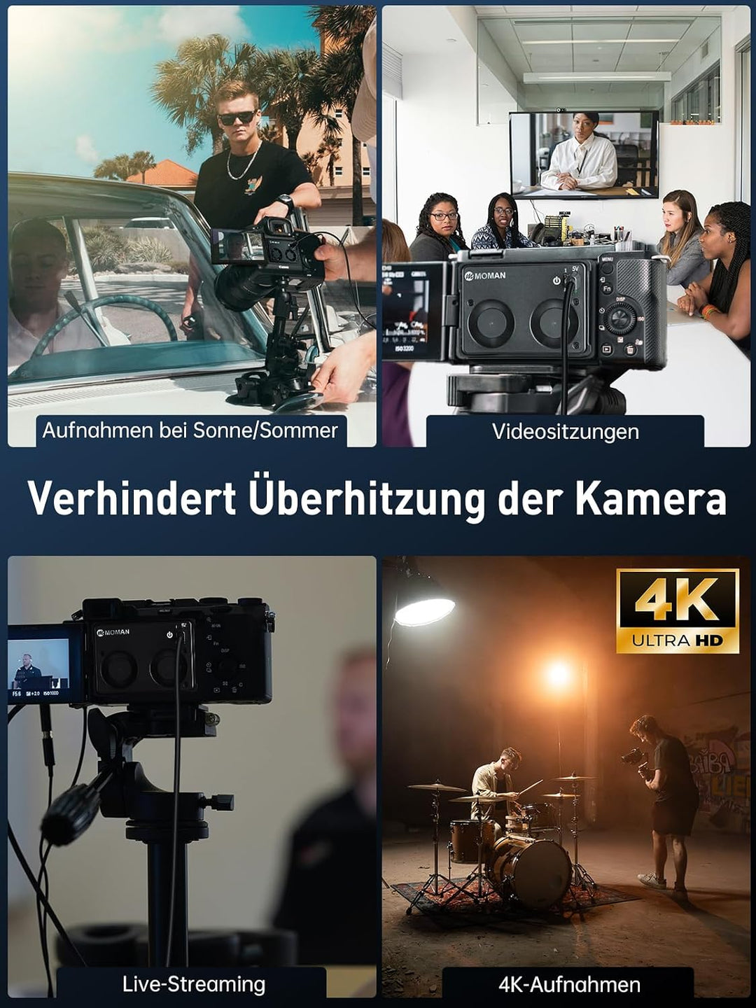 Camera Cooling Fan, Moman Externes Kühlsystem für Kameras mit Eingebautem Akku und Aufladen vom Typ