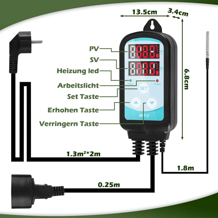 Sonnewelt 90W Gewächshausheizung mit thermostat gewächshaus Elektrische Heizung für Gewächshäuser mi