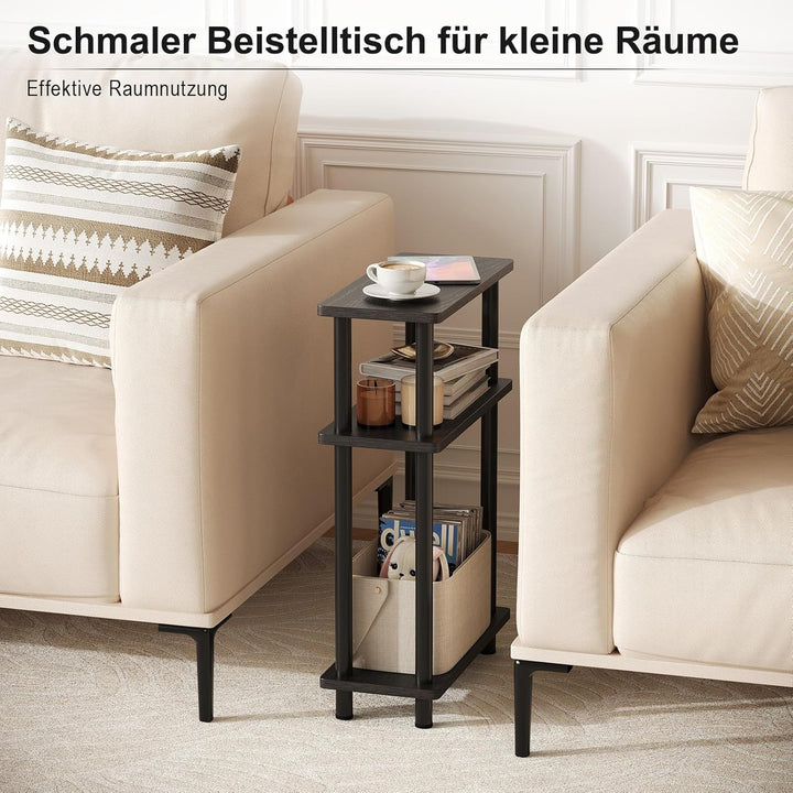 YOUDENOVA Beistelltisch Holz, Beistelltisch Schmal, 40x18x61.5 cm, 3 Tier Kleiner Tisch Für Wohnzimm
