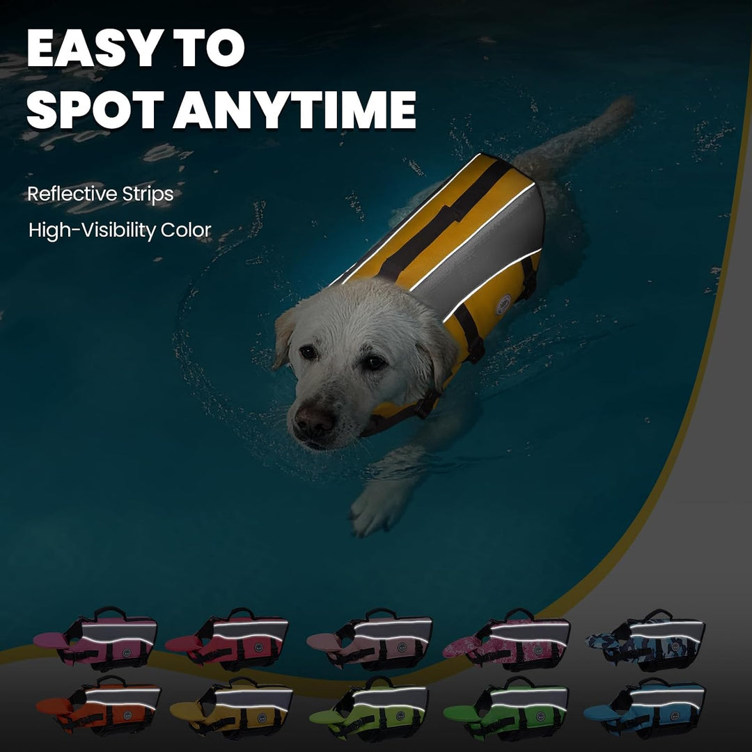 VIVAGLORY Front Float Schwimmweste Hund, Hundeschwimmweste für Bootfahren, Schwimmweste with Kopfstü