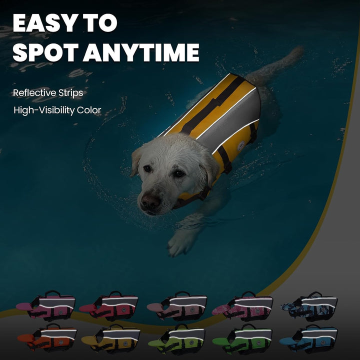 VIVAGLORY Front Float Schwimmweste Hund, Hundeschwimmweste für Bootfahren, Schwimmweste with Kopfstü