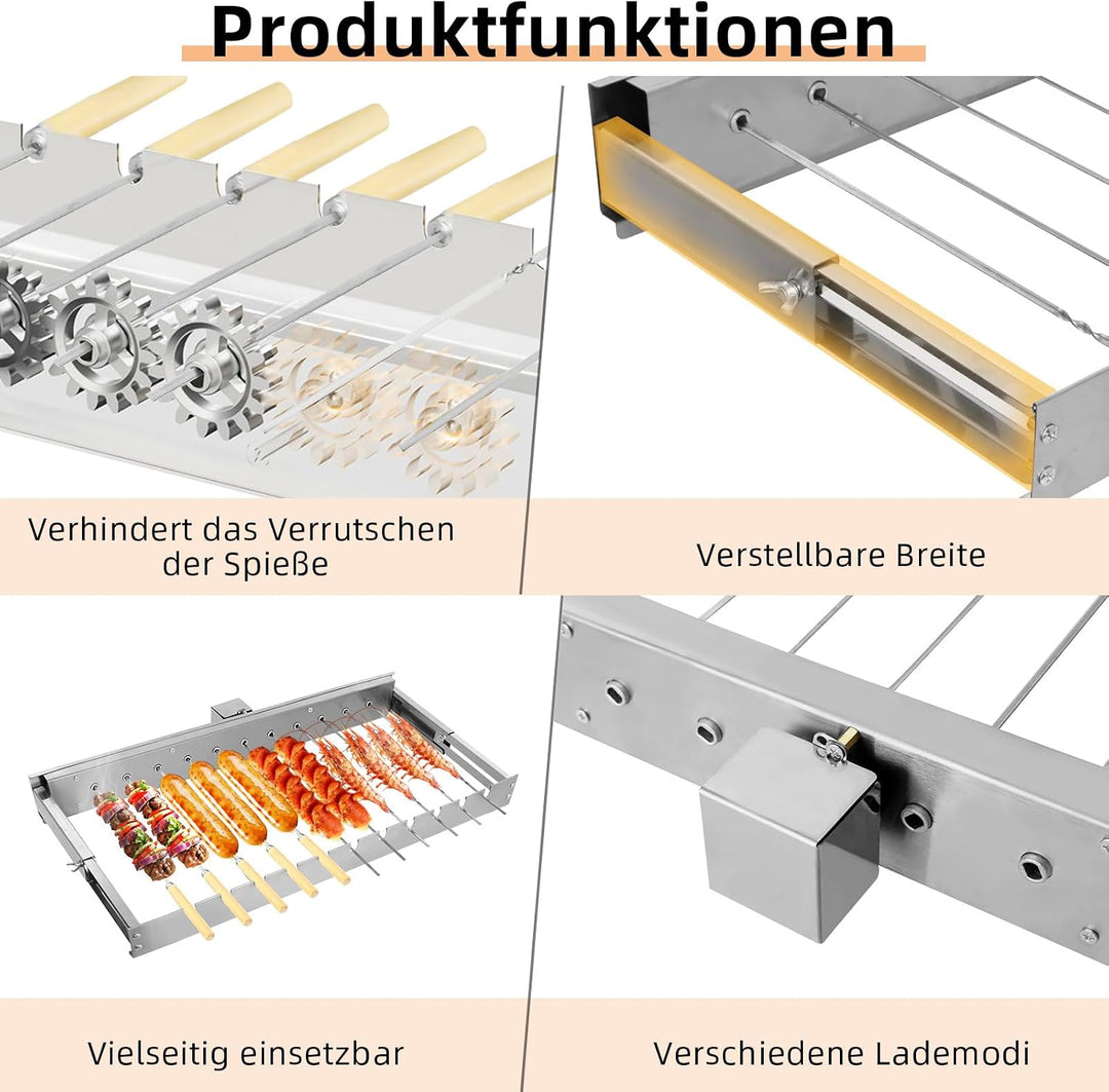 Drehspiesse, Grillspiess Pro - Elektrischer Spiessdreher, Universeller BBQ Rotisserie Set mit Motor