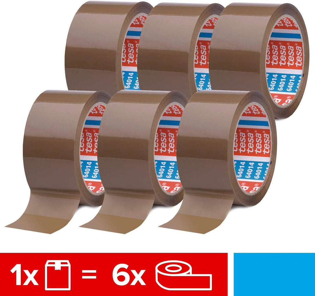 tesa pack 64014 im 6er Pack - Geräuscharmes Paketklebeband &amp; Verlegeband extra stark klebend - Doppe