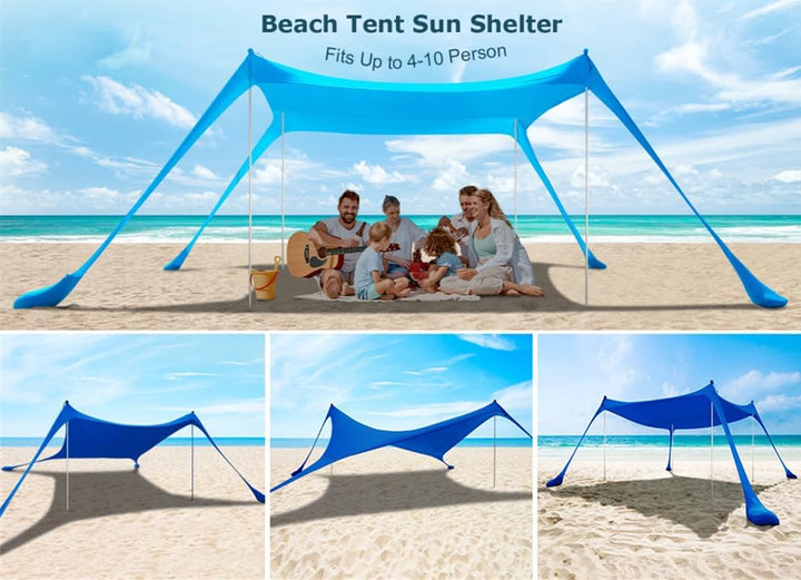 Strand Schatten Zelt Markise 10x10 FT Strand Sonnencreme wasserdichte leichte Blockierung und elasti