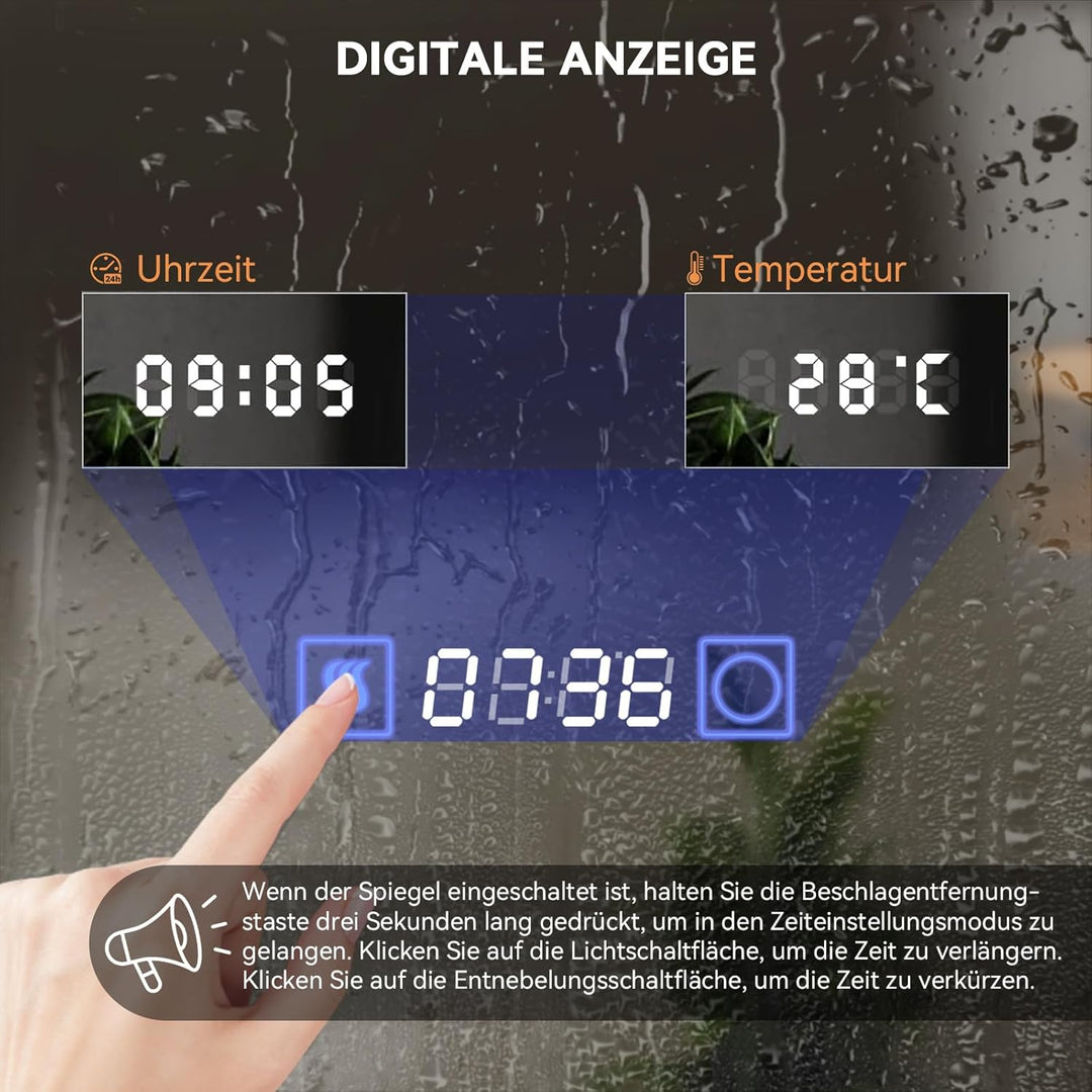 YOURLITE Badspiegel mit Beleuchtung und Ablage 80x60cm, Badezimmerspiegel mit Ablage, LED Badspiegel