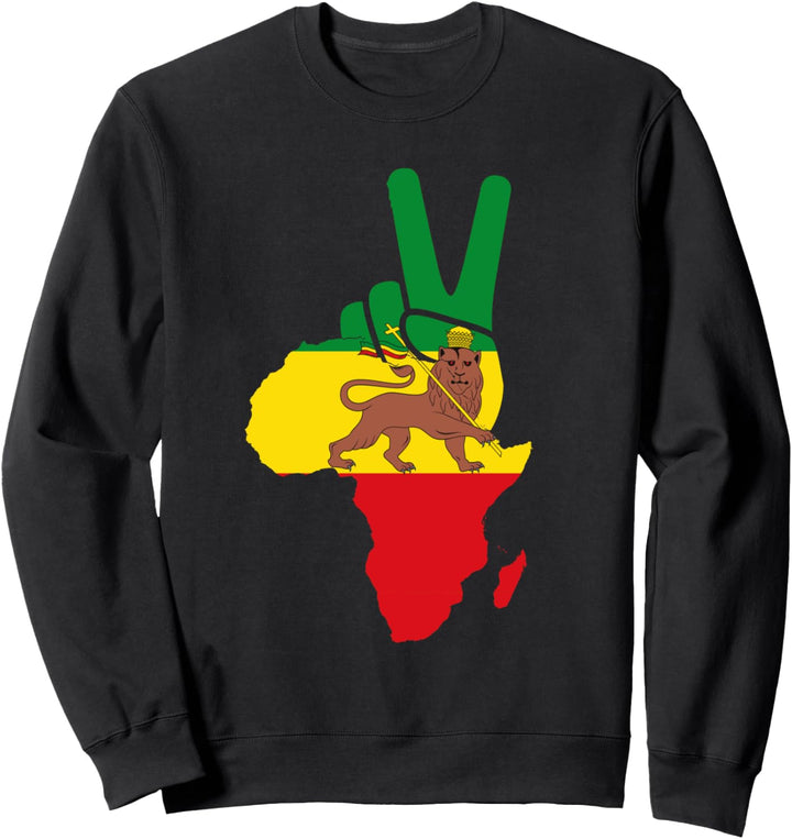 Africa Peace Ethiopian Rastafari Lion Judah Rasta Reggae Sweatshirt