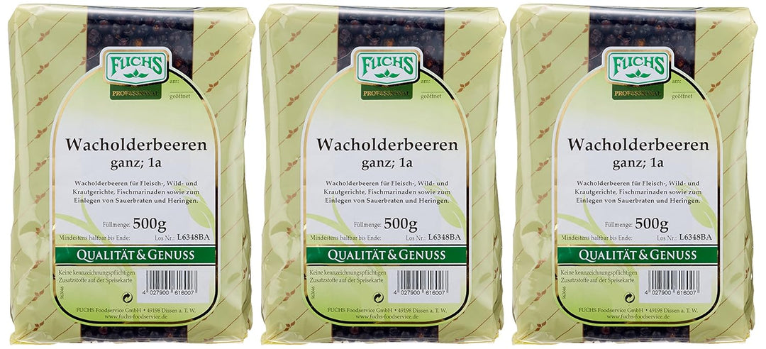 Fuchs Wacholderbeeren ganz, 3er Pack (3 x 500 g), 3