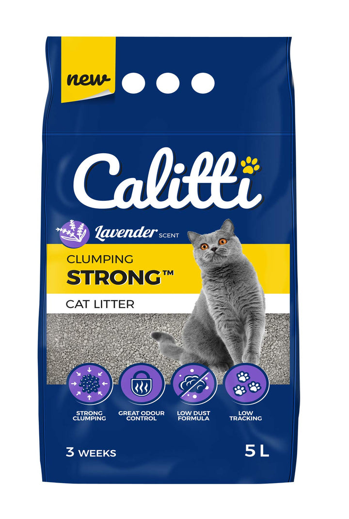 Calitti Katzenstreu Klumpstreu ohne Duft | 100% natürlichem Bentonit mit frischem Lavendelduft | 3 W