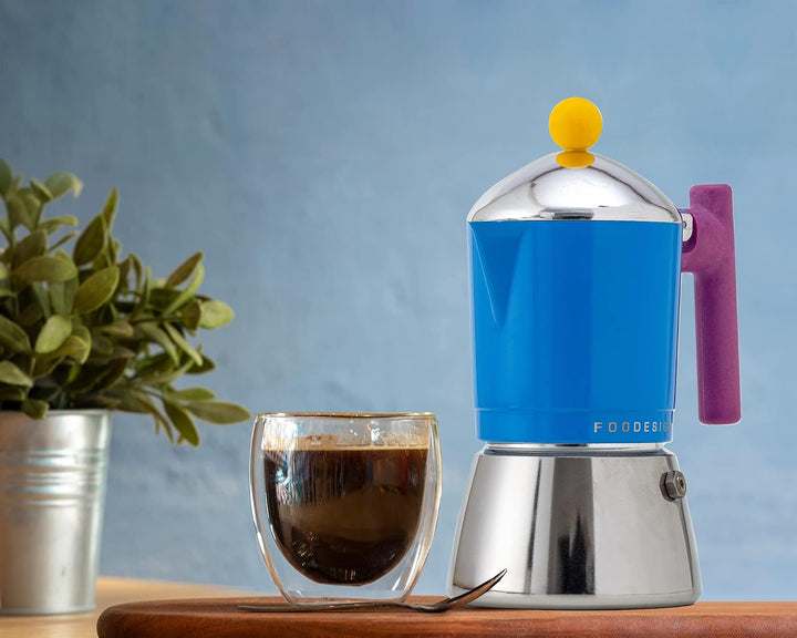 Espressokocher Moka Cocca für 3 Tassen, modernes Design, für Gas und Induktion, Kessel aus Bi-Materi