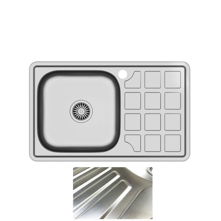 VBChome Einbauspüle 78x48 Leinenstruktur ab 50er Unterschrank Edelstahl Küchenspüle Spüle Ablagefläc