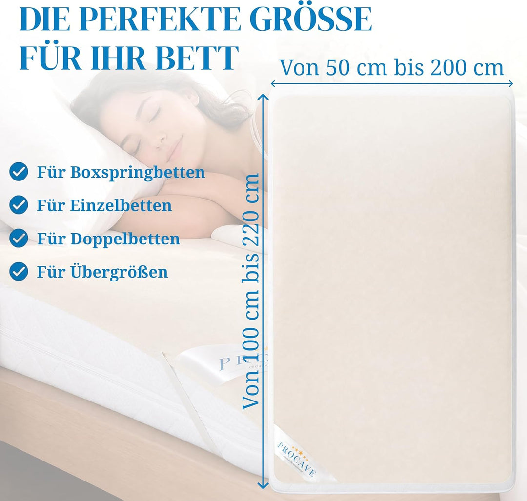PROCAVE Matratzen-Auflage aus 100% Baumwolle, Natur-Matratzenschoner atmungsaktiv, hochwertige Molto