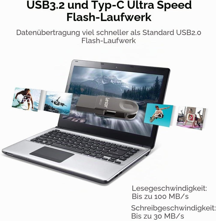 Lexar USB-Stick, 64 GB, USB C &amp; USB A, USB 3.2 Gen 1, Speicherstick mit Einer Lesegeschwindigkeit vo