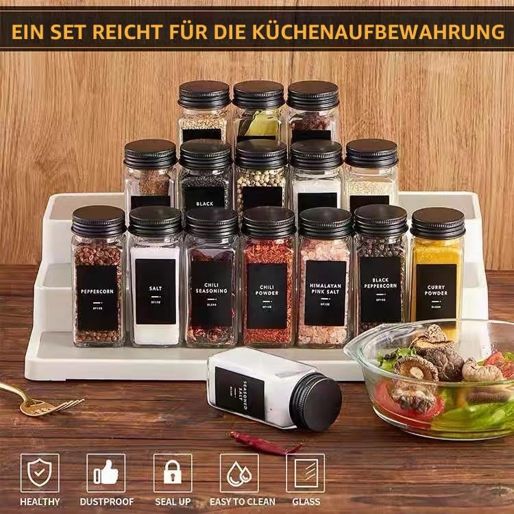 24 stück 120ml Gewürzgläser eckig luftdicht,Gewürzdosen Set Glas,Gewürzbehälter Spice Jars, Gewürze