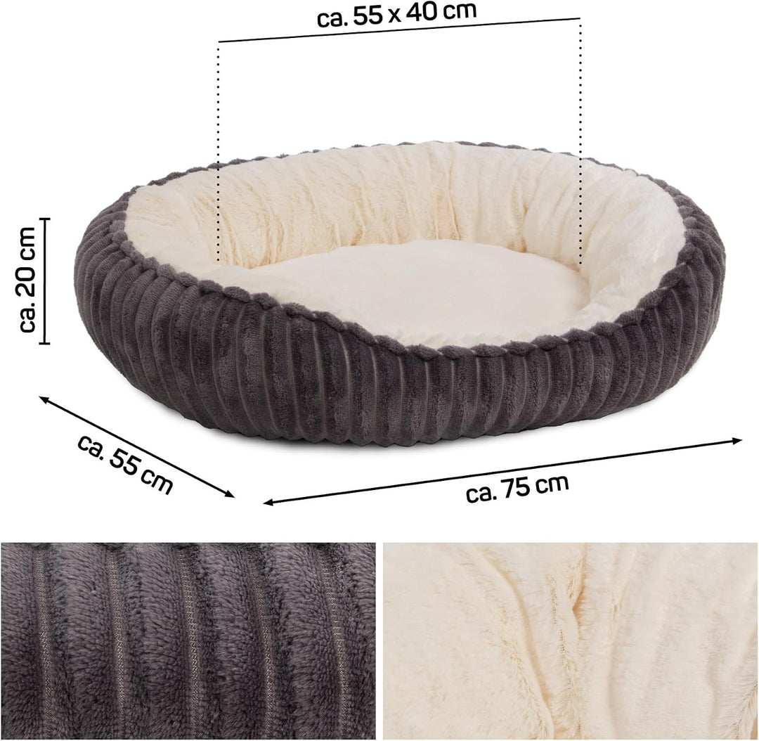 Wallace &amp; Jones | Katzenbett grosse Katzen | Cameron - Katzenkorb oval flauschig | Katzennest rutsch