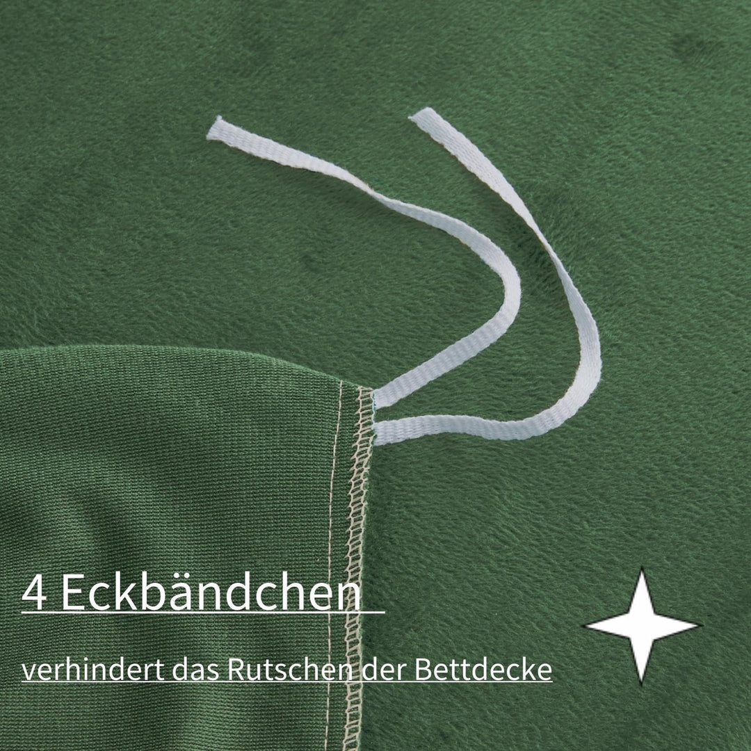Boqingzhu Plüsch Bettwäsche 135x200cm Biber Grün Salbeigrün Flanell Winter Warm Kuschelig Flauschig