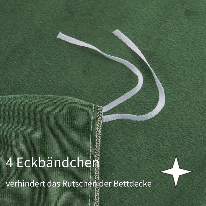 Boqingzhu Plüsch Bettwäsche 135x200cm Biber Grün Salbeigrün Flanell Winter Warm Kuschelig Flauschig