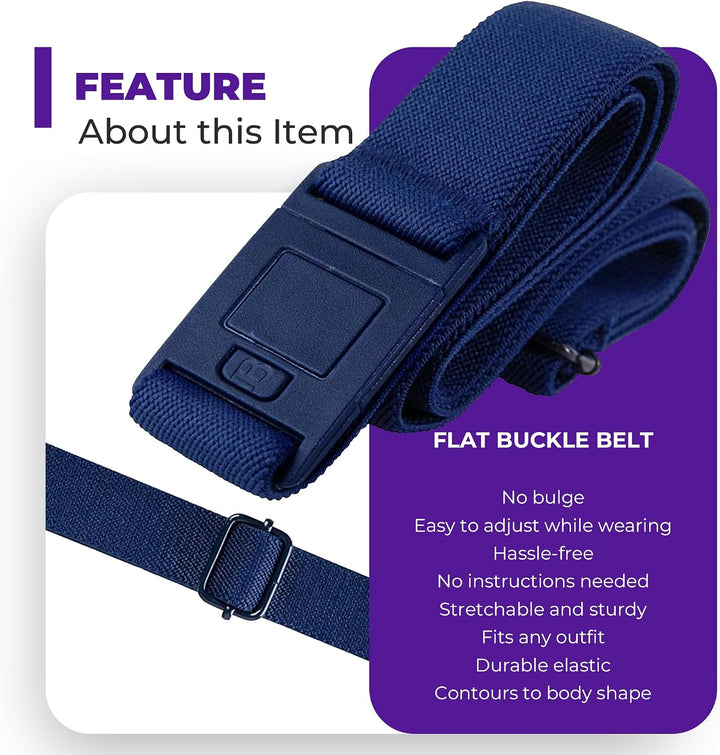 BELTAWAY-The Square Adjustable No Show Flat Buckle Belt Comfortably Holds Your Pants Up Plus Size (1