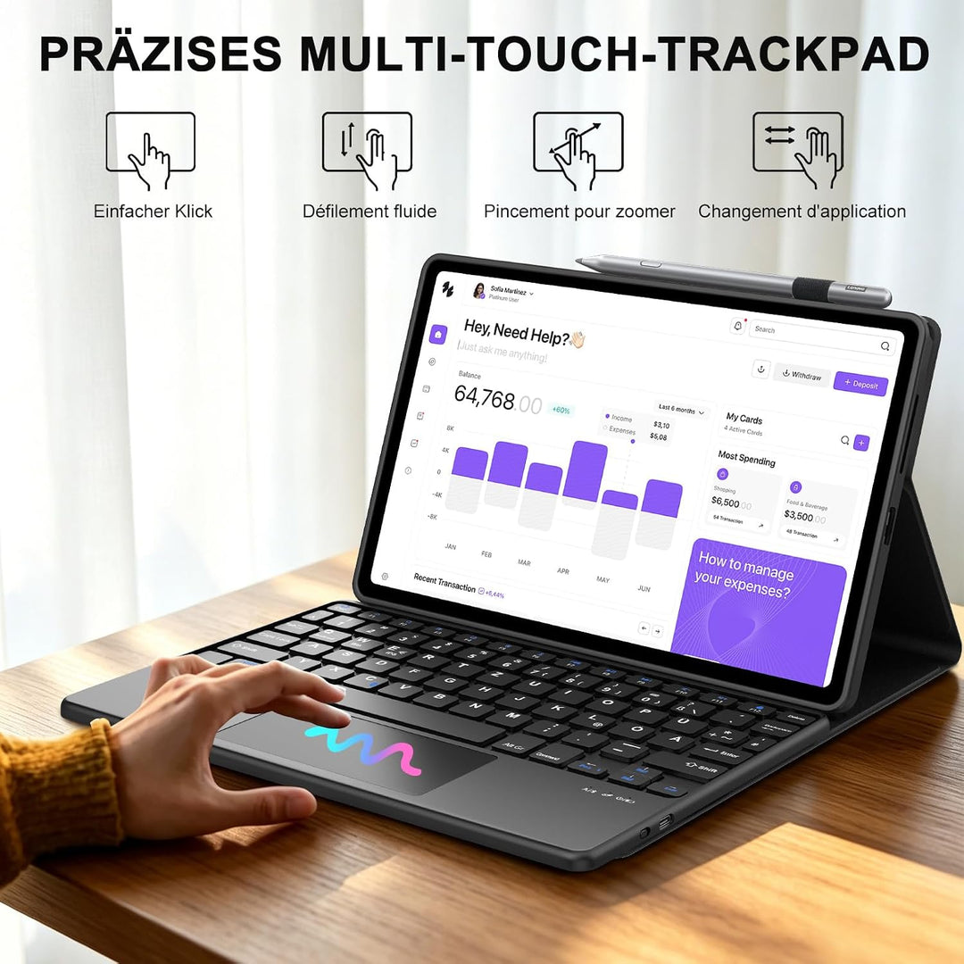 FOGARI Hülle Tastatur für Lenovo Tab 10.1 Zoll 2025 (TB-311FU) Schwarz - Lenovo Tab 10.1", Schwarz -