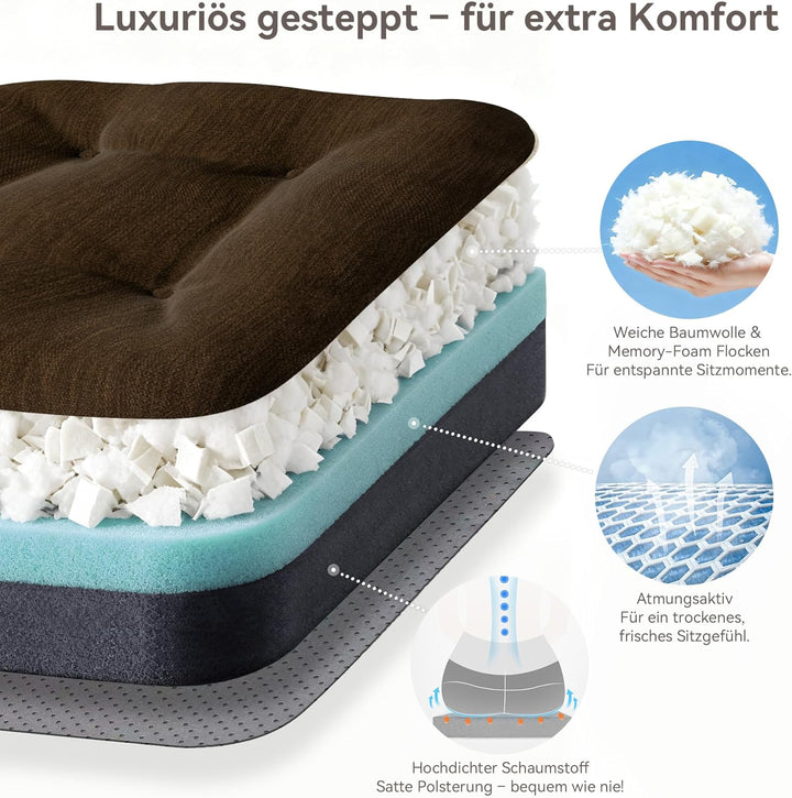 Codi Sitzkissen 40x40×8 cm 4er Set, Extra Dicke, Bequeme Stuhlkissen mit wasserabweisendem Bezug – W