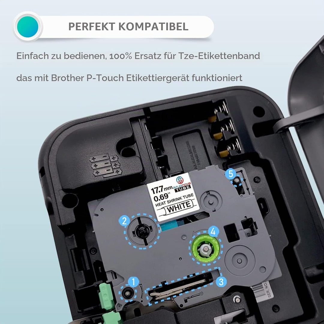 3X Kompatibel mit Brother P-Touch Schrumpfschlauch 17,7mm Hse-241 Hse 241 Etikettenband Schwarz auf