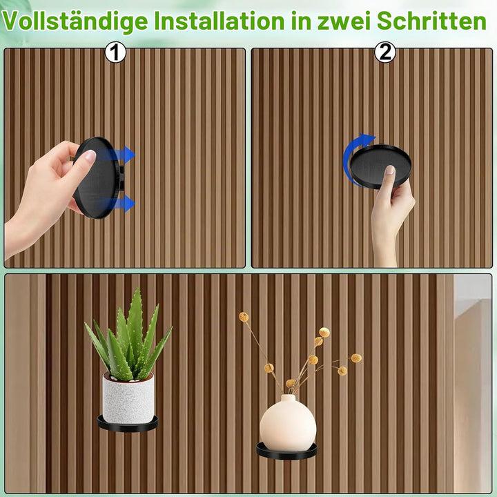 2 Stück Pflanzentablett Pflanzenhalter Rund Akustikpaneele Zubehör Ohne Bohren Regal für Akustikpane