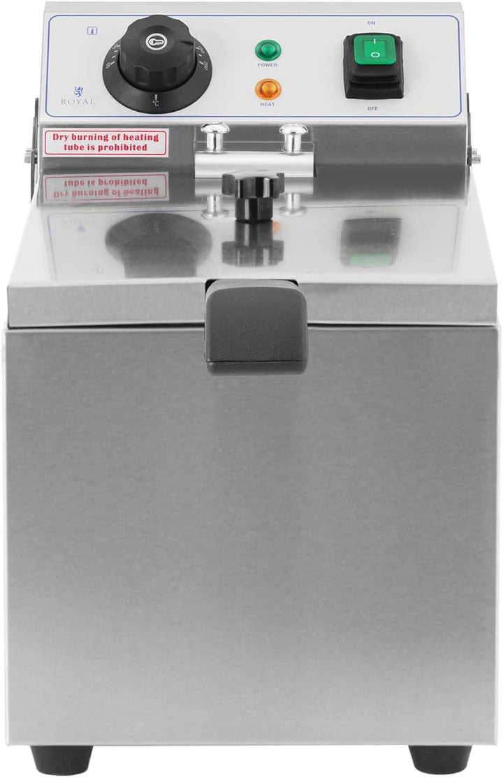 Royal Catering Fritteuse Elektro-Fritteuse (Kapazität 8 L, 3200 W, Temperaturbereich: 50-200 °C, Kal