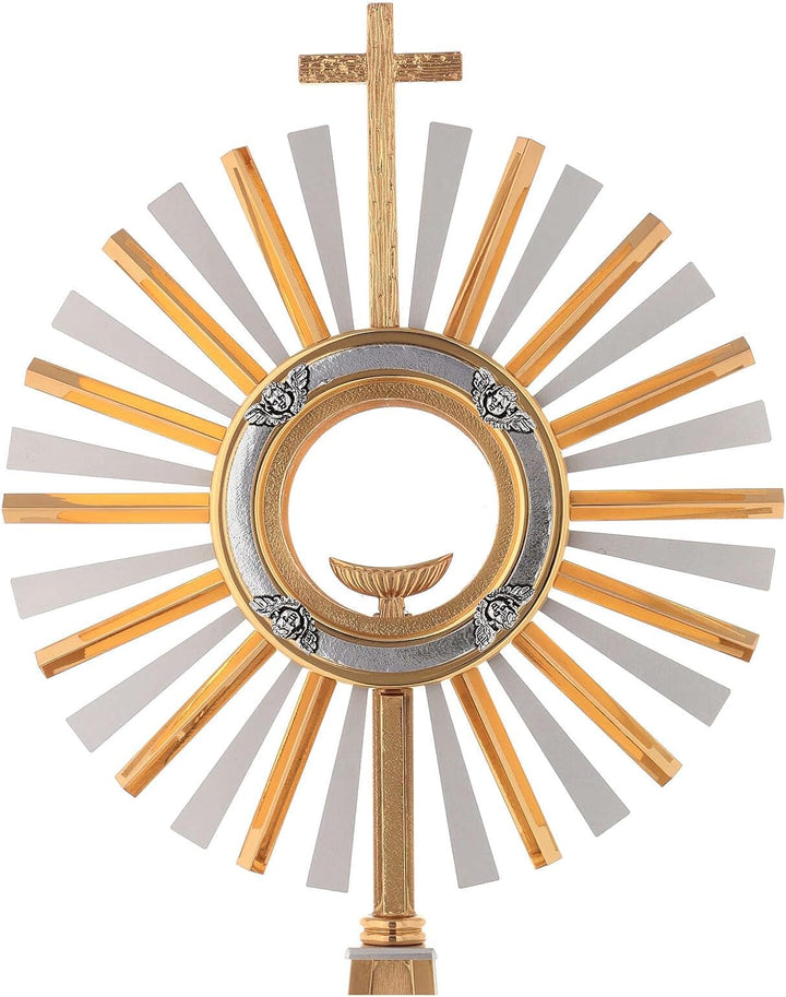 Holyart Achteckigen-Basis Monstranz, 40 cm (15.7 inc.), Inner diameter: 9.5 cm
