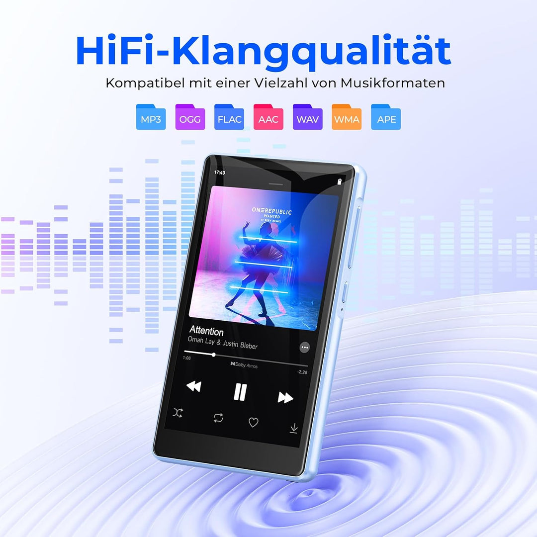 160GB MP3 Player Spotify mit Bluetooth und WiFi, 4.5 Zoll-Touchscreen(Blau) blau 160GB, blau 160GB