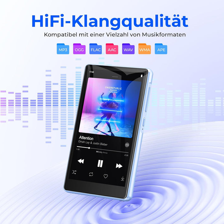 160GB MP3 Player Spotify mit Bluetooth und WiFi, 4.5 Zoll-Touchscreen(Blau) blau 160GB, blau 160GB