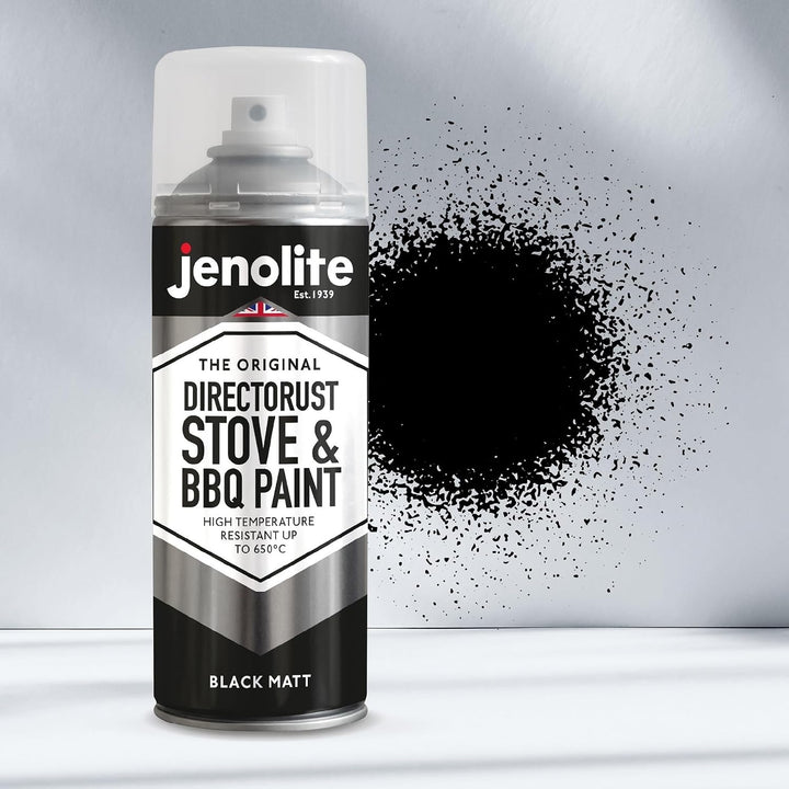 JENOLITE Directorust Grill &amp; Ofen Sprühfarbe - Schwarz Matt | 3x400ml I Hitzebeständiger Lack I Hoch