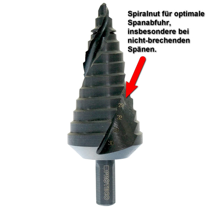 Proteco-Werkzeug® HSS Titan TIN TIAlN Profi Stufenbohrer Schälbohrer Konusbohrer Metallbohrer 6-38 m