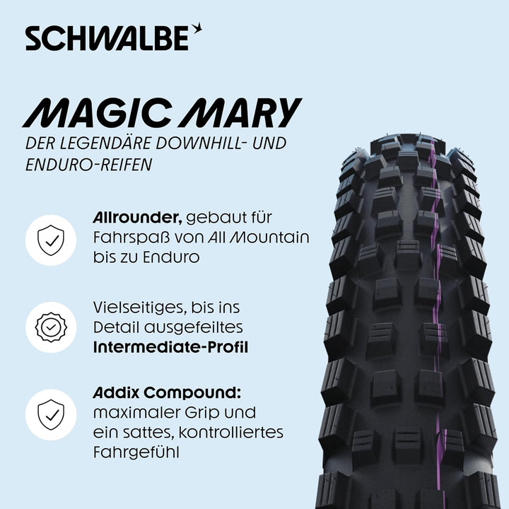 Schwalbe Magic Mary MTB Reifen – Downhill &amp; Enduro Fahrradreifen 26, 27.5 &amp; 29 Zoll - TLE/TLR/Tube f