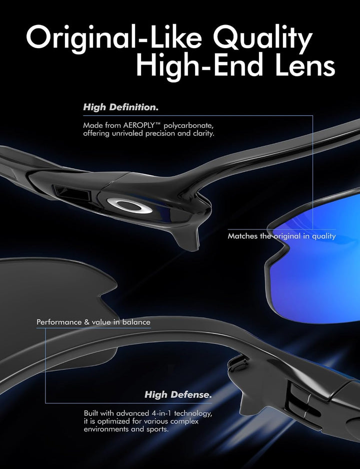 Saucer Premium Ersatzgläser für Oakley Latch OO9265 Sonnenbrillen High Definition - Chrome Metal Pol