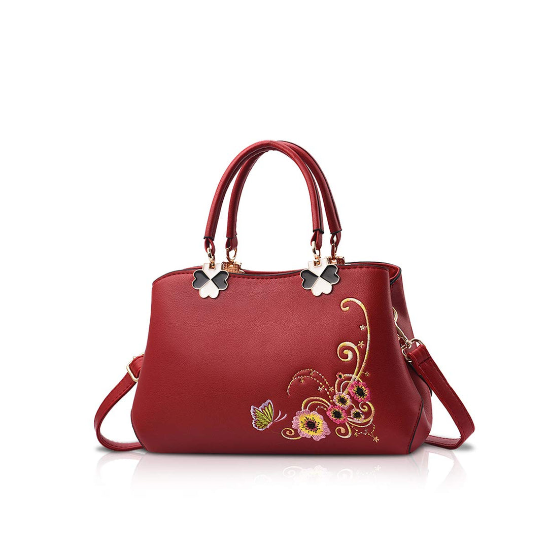 NICOLE&amp;DORIS Handtaschen Damen Mode Schultertasche Geldbörse Retro Umhängetasche Frau Tote Stickerei