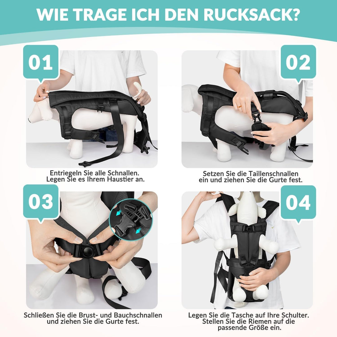 Nasjac Hunderucksack, Verstellbarer Frontträger für Haustiere, Beine draussen &amp; einfach anzupassen &amp;