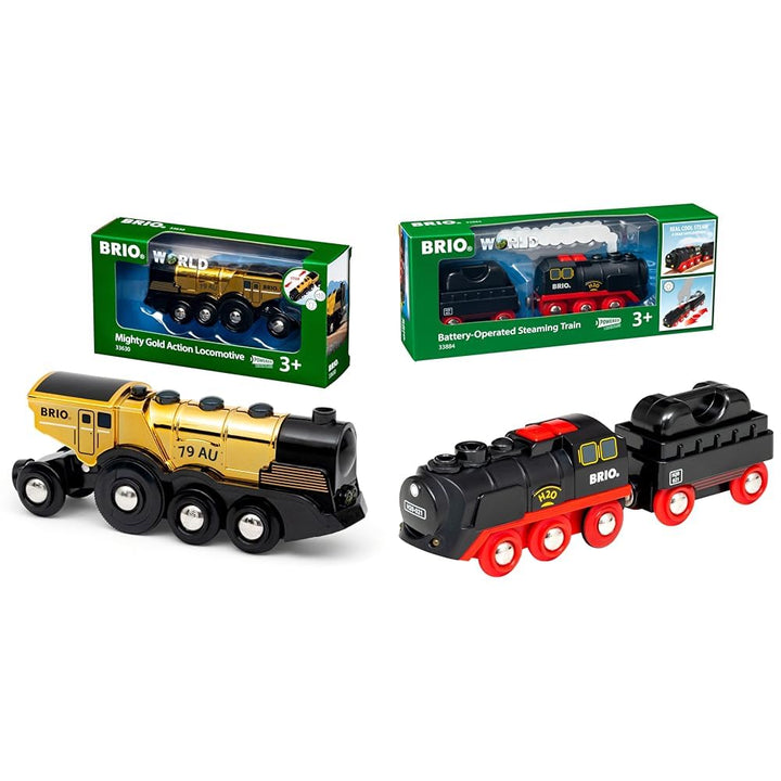 BRIO World 33630 - Goldene Batterielok mit Licht und Sound - Mit Auskoppel-Funktion zur Nutzung als