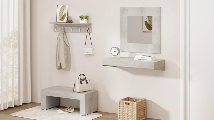 MOBILI FIVER, Rachele Wandgarderobe, 60 cm, grauer Beton, Made In Italy 60 cm Grauer Beton, 60 cm Gr