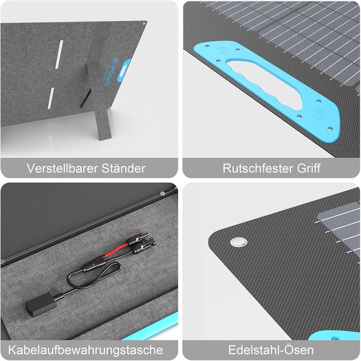 400W Faltbares Solarpanel Monokristallin mit integriertem Ständer, 23,5% Wirkungsgrad, IP67 wasserdi